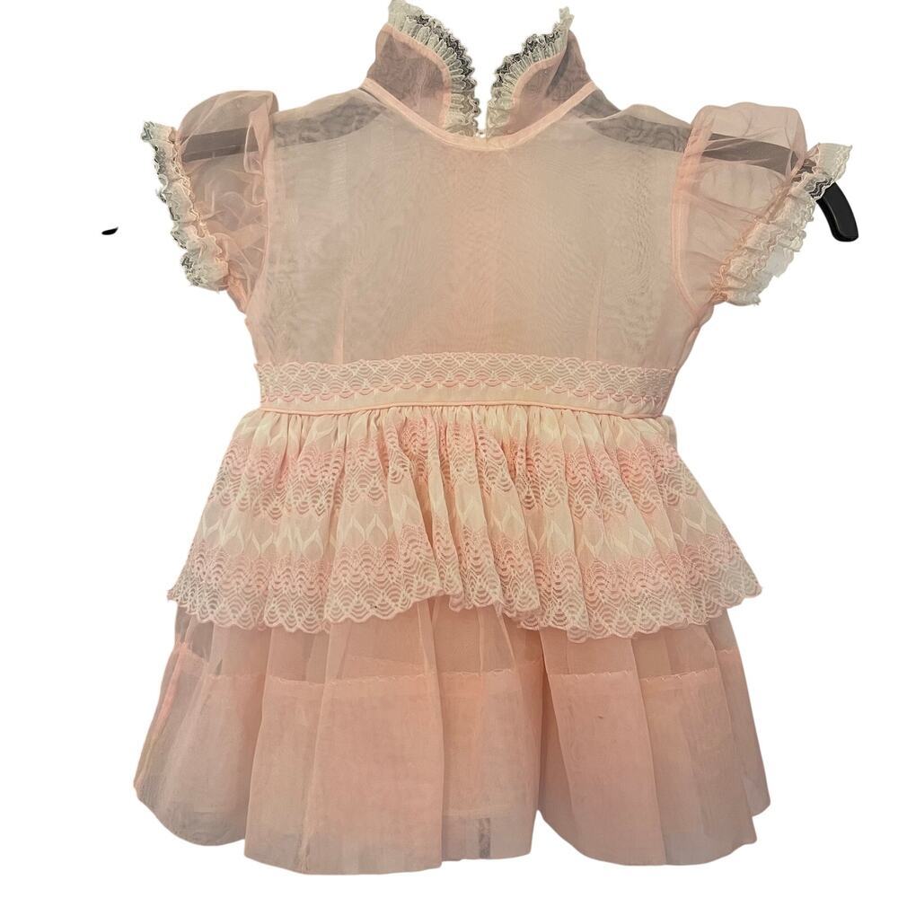 Party Look Vintage Baby Girls Organza Lace Dress NO SIZE TAG